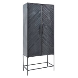 Rens Black Wooden Cabinet Metal Frame 2 Doors KD