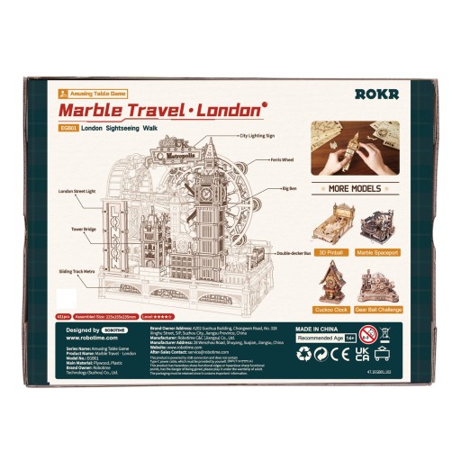 Robotime, 3D DIY Houten Modelbouwpakket Marble Travel "London", Marble Spaceport, EGB01, 22,5x15,5x23,5cm