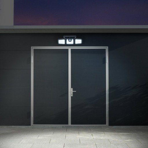 LED Solar Außenwandleuchte "Pacita", Multifunktionsleuchte Außenwandlampe aus Kunststoff in Schwarz, 28,3 x 13,5 x ca. 11 cm