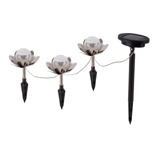 Solar-deco-earthspieß 3 Set "Lule" Ø approx. 10 cm, approx. 20 cm high, stainless steel, glass with a crackle effect