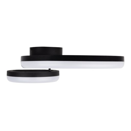 LED CCT ceiling light "Circulo" made of black metal and sand-colored plastic 53 cm long