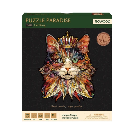 Houten Legpuzzel, Robotime, Cat King, TA002, 26x31,6cm