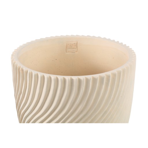 Lianna Cream Cement Round Pot Line Pattern L