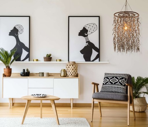 Pendant lamp "coconut" Ø 40 cm, made of wood and coconut shells, beige/brown, E27 socket, lighting for living room, dining room or winter garden.