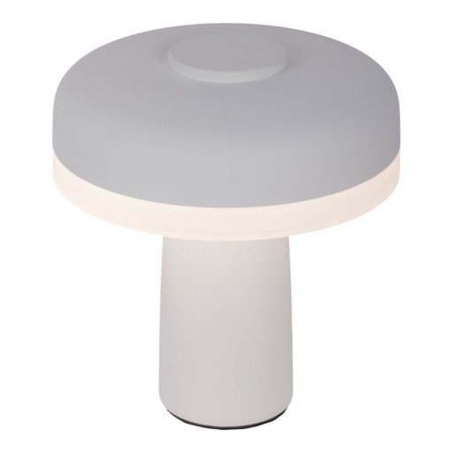 Cordless table light "Pilu", 16.5 cm high, above Ø of 15 cm, metal in white, white plastic, integrated LEDs, 280 lumens, dimmable by touch sensor, warm white