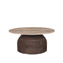 Liora Brown Mango Wood Coffee Table W Marble Top
