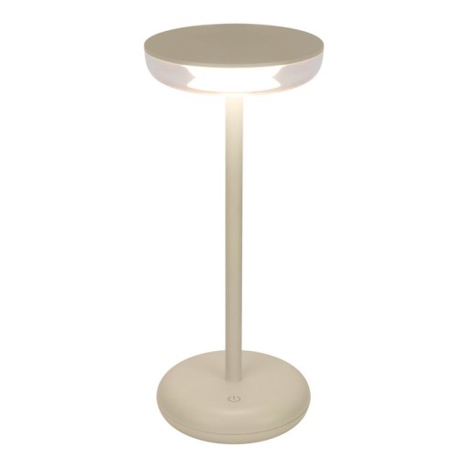 Cordless tablet light "Pasi" for outside and inside, made of metal and plastic in beige, dimmable, with touch and memory function, approx. 26 cm high
