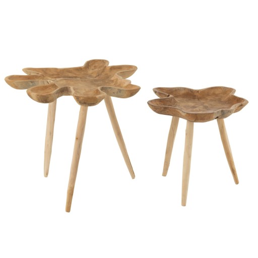 J-Line bijzettafel Splash - hout - naturel - set van 6