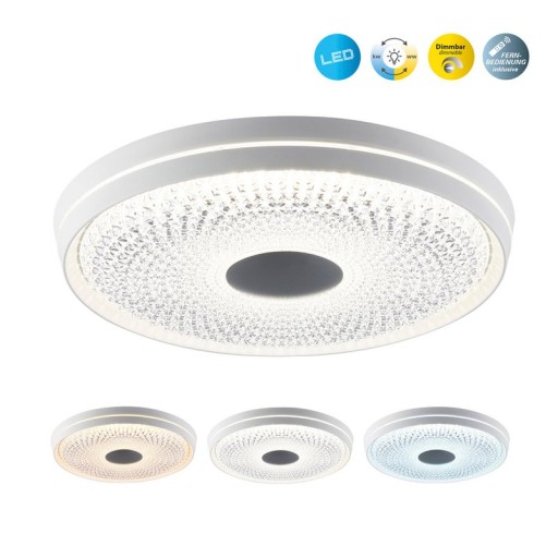 LED ceiling light "Boise" Ø 51 cm with many functions, made of metal and plastic, white, with integrated LEDs, lighting for living rooms or office