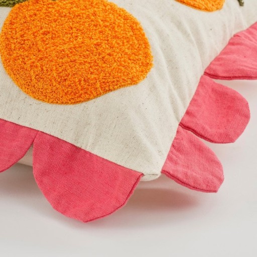 Oranges Decorative cushion - L65 x B45 x H10 cm - Cotton - Off -White, Orange, Pink