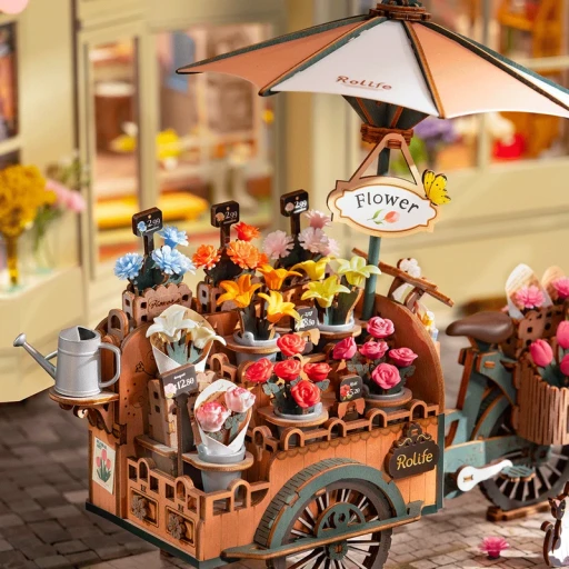 DIY 3D Wooden Model Construction Package, Blossom Cart, Robotime, TGS03, 24.2x16.3x21cm