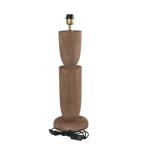 Lorinne Natural Mango Wood Table Lamp Double