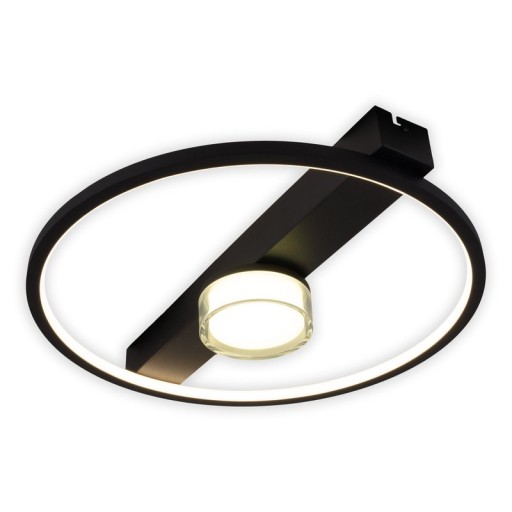 LED ceiling light "Cimo" made of black metal and plastic, 40 cm long, dimmable by wall switch