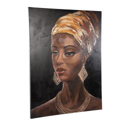 Jeorgia Black Canvas Wall Panel Shiny Gold Woman