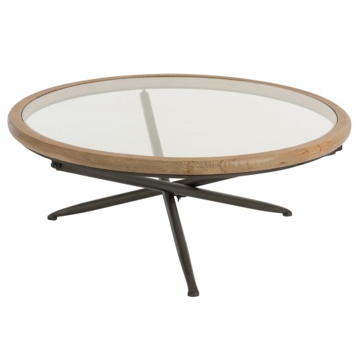 J-Line salontafel Rond - hout/glas - bruin - large