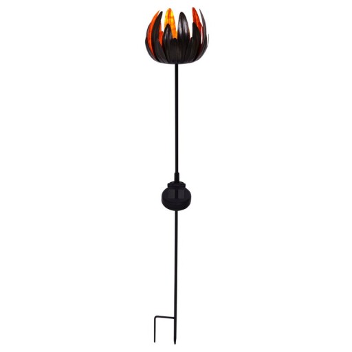 LED solar skewer "flower", for outside, metal and plastic earth skewer in copper, with integrated LED