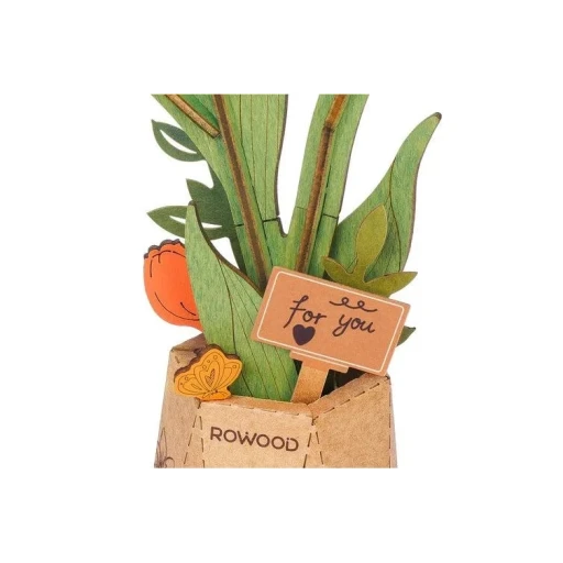 Robotime, DIY Houten Bloem Orange Tulip, Oranje Tulp, TW081