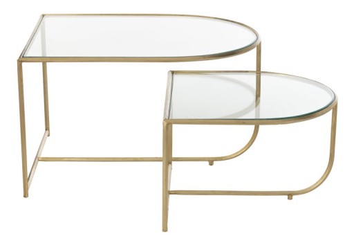J-Line Set of 2 Tables Porte Metal/Glass Gold