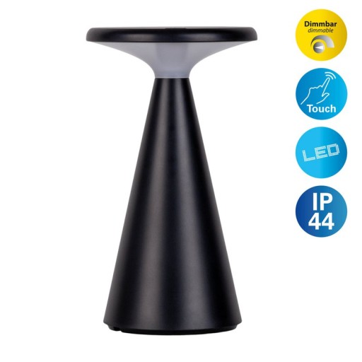 Solar battery table light "Palu" for outside and inside, made of plastic in black, 20 cm high