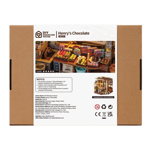 Robotime, Henry's Chocolate, DIY Miniatuurhuis, DG174, 23,5x17,5x22,0 cm