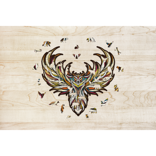 Eco Wood Art (EWA) Houten Legpuzzel Uil/ Owl, size S, 2277, 21x22,1x0,5cm