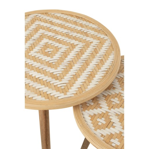 J-Line bijzettafel Patronen - bamboe/hout - naturel/wit