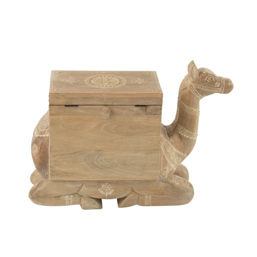 J-Line Koffer Kameel Mango Hout Naturel/Wit