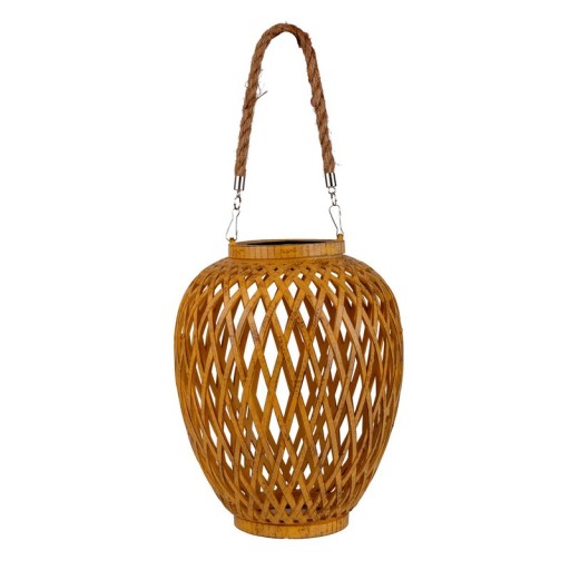 2 Set basket / solar record "cesto", made of natural colored artstrattan, with twilight sensor, warm white, 24 cm high, for the outdoor area