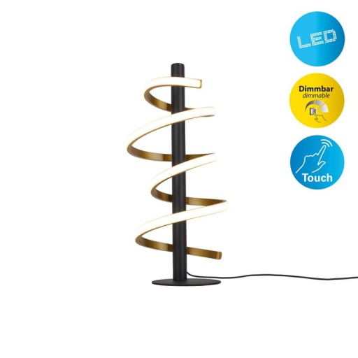 LED Tischleuchte "BELLEZA", moderne Tischlampe aus Metall und Kunststoff in Schwarz, Gold und Weiß, mit fest verbauten LEDs, 50 cm hoch, Beleuchtung für Wohnzimmer, Esszimmer, Schlafzimmer oder Büro.