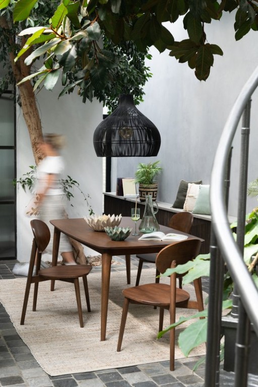 J-Line lampshade Pear shape - rattan - black