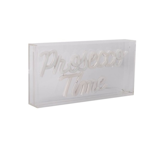 LED font light "Prosecco Time" decoration for inside 30 x 15 cm, in blue and magenta-red