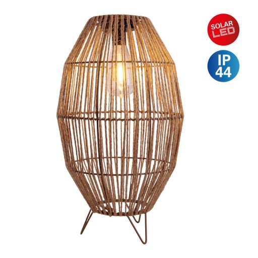 LED solar lamp "Korbinian" for garden and terrace, outdoor cheese made of metal, plastic and jute in nature, firmly built -in LEDs, solar lamp for the garden 34 x 19.58 cm