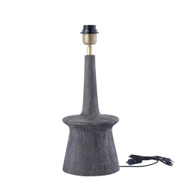 Caelin Grey Mango Wood Table Lamp Narrow Round