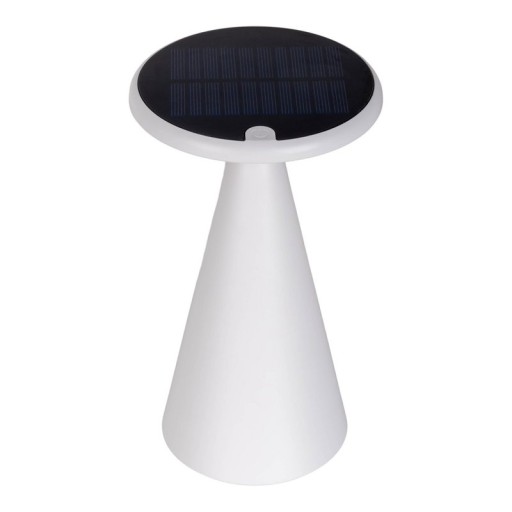 Solar battery table lamp "Palu" for outside and inside, made of plastic in white, 20 cm high