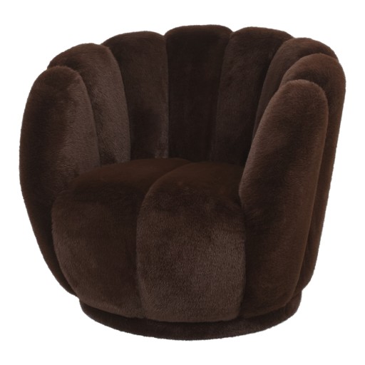 Furia Fauteuil | Donkerbruin Harig | Bloemvormig 78x69x79 cm - Product afbeelding
