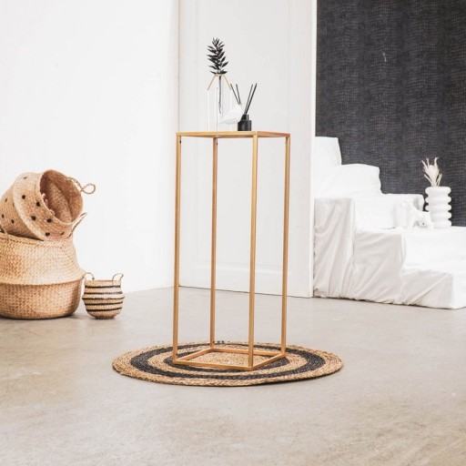 Pillar - Metal/Glass - Gold - 30x30x80cm