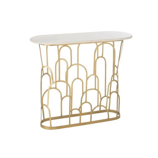 J-Line Console Moza Metaal/Marmer Goud