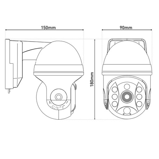 LED solar exterior wall lamp "Moho" with motion detector and security camera fold, wall light made of plastic in gray, with integrated LED