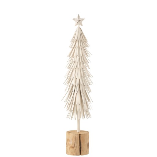 J-Line decoratie Kerstboom Op Voet - metaal - wit - large