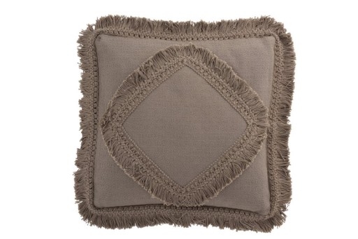 J-Line cushion Fringe Square - cotton - taupe