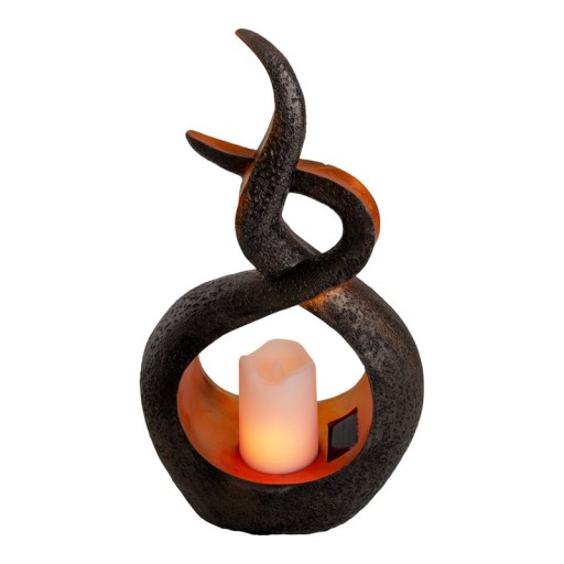 LED solar decol light "candle flame", for outside, brown plastic, integrated LED.