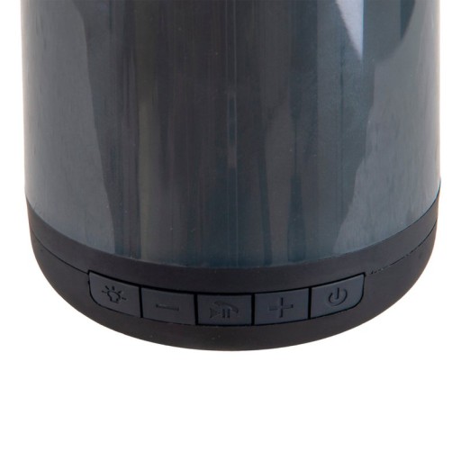 LED table light with BT speaker "Festa" for outdoor area made of black plastic with integrated LEDs, 18 cm high