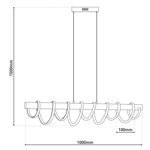 LED -hanglamp "Belleza", moderne metalen slinger lamp en plastic in nikkel mat en wit, met stevig gebouwd -in LED's, 100 cm lang. De ideale verlichting voor woonkamer, eetkamer of keuken.