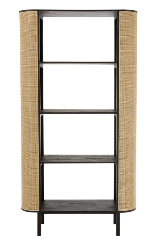 J-Line rack Molly Exotic - wood/rattan - black