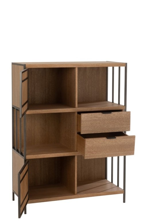J-Line Compartments cupboard - wood/metal - natural