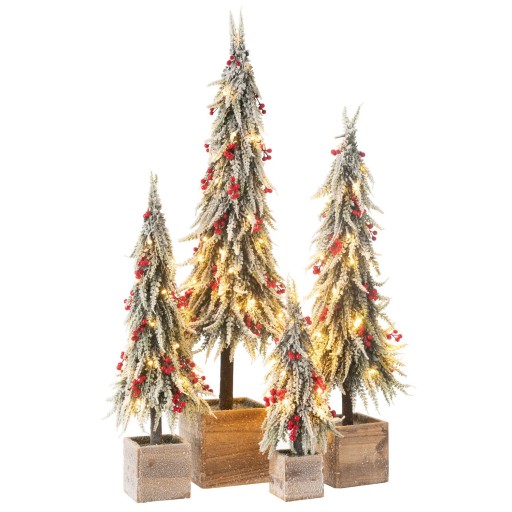 J-Line Kerstboom+Led Kunststof Sneeuw Groen/Rood Extra Large