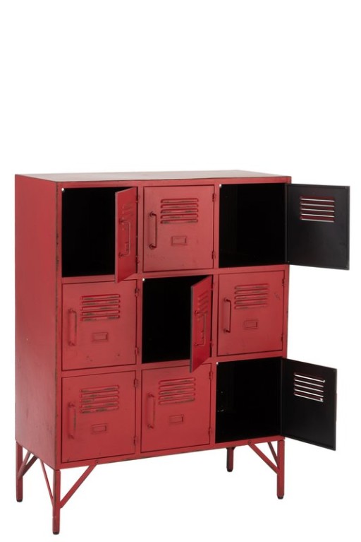 J-Line Cabinet 9 Drawers Metal Red