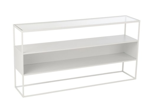 J-Line Console Square Metal/Glass White