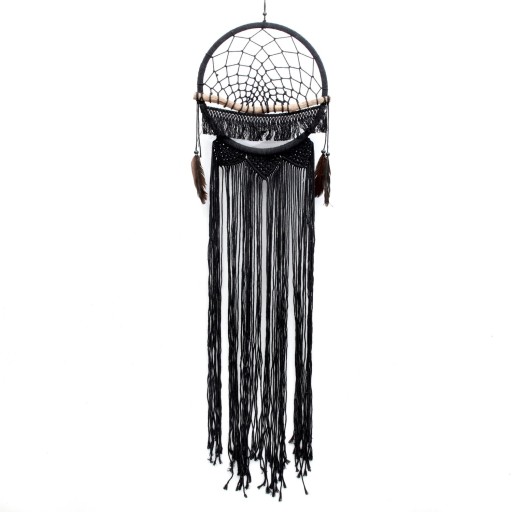 The Macrame Wood Dreamer | Black | Handgemaakt Houten Wanddecor 90 cm