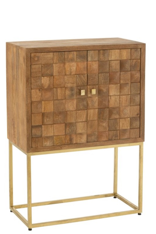 J-Line Nino Cabinet on Stand Metal/Mango Wood Natural/Gold